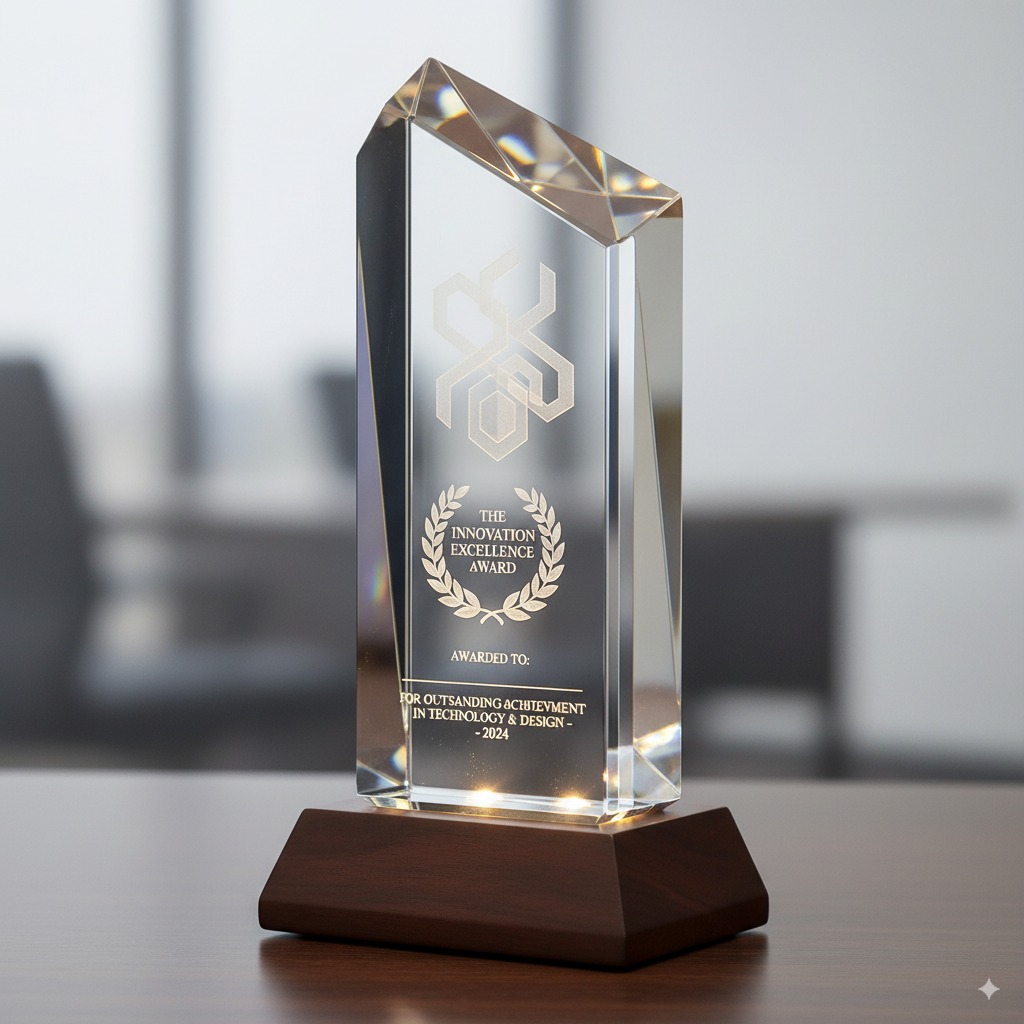 Austin Custom Gifts & Awards etched crystal awards for leadership and milestones