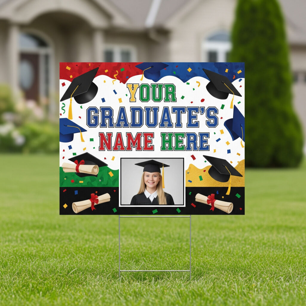 Austin Custom Yard Signs – personalized graduation yard signs with names and school colors