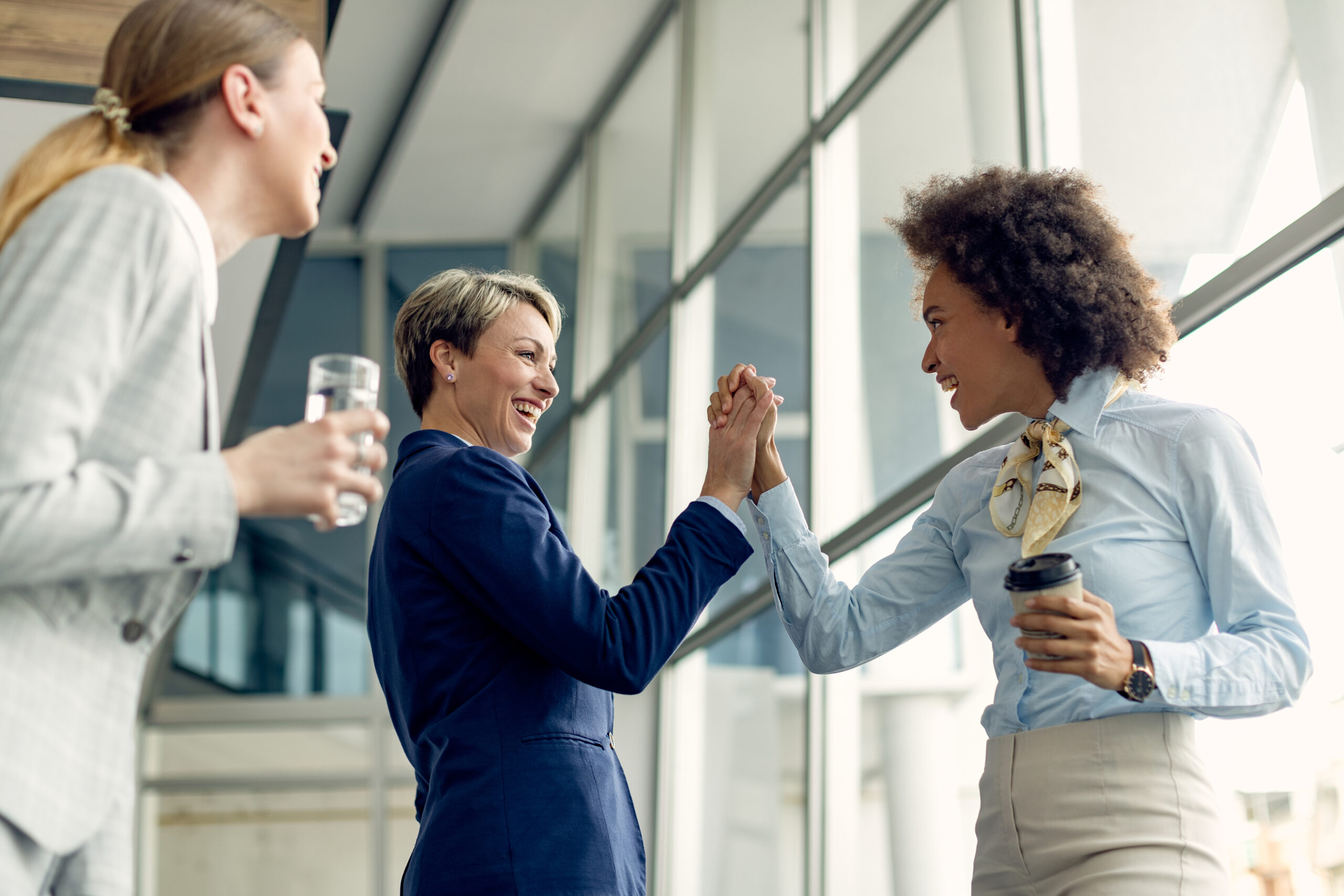 happy employer and employee celebrating in austin tx